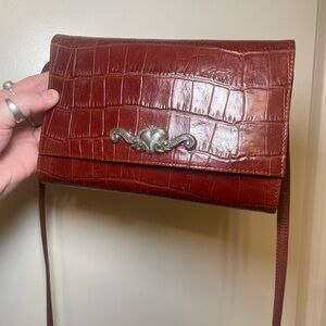 Croc-Embossed Leather Crossbody Bag